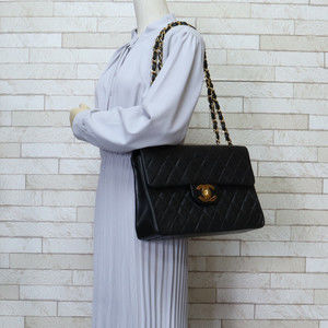 Chanel Deca Shoulder Black Bag Matelasse Lambskin